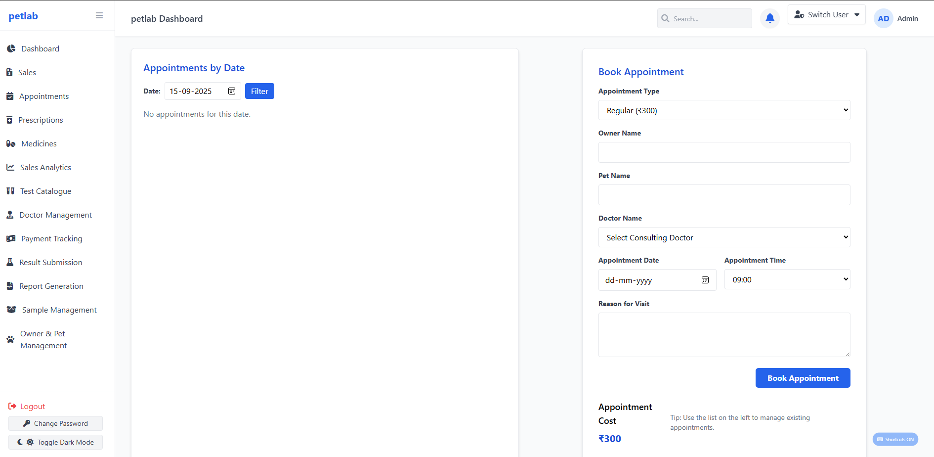 Appointments Scheduling interface preview