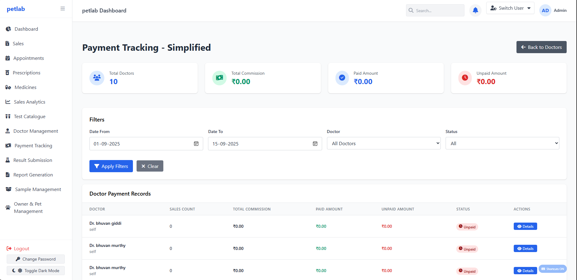 Doctor Management interface preview