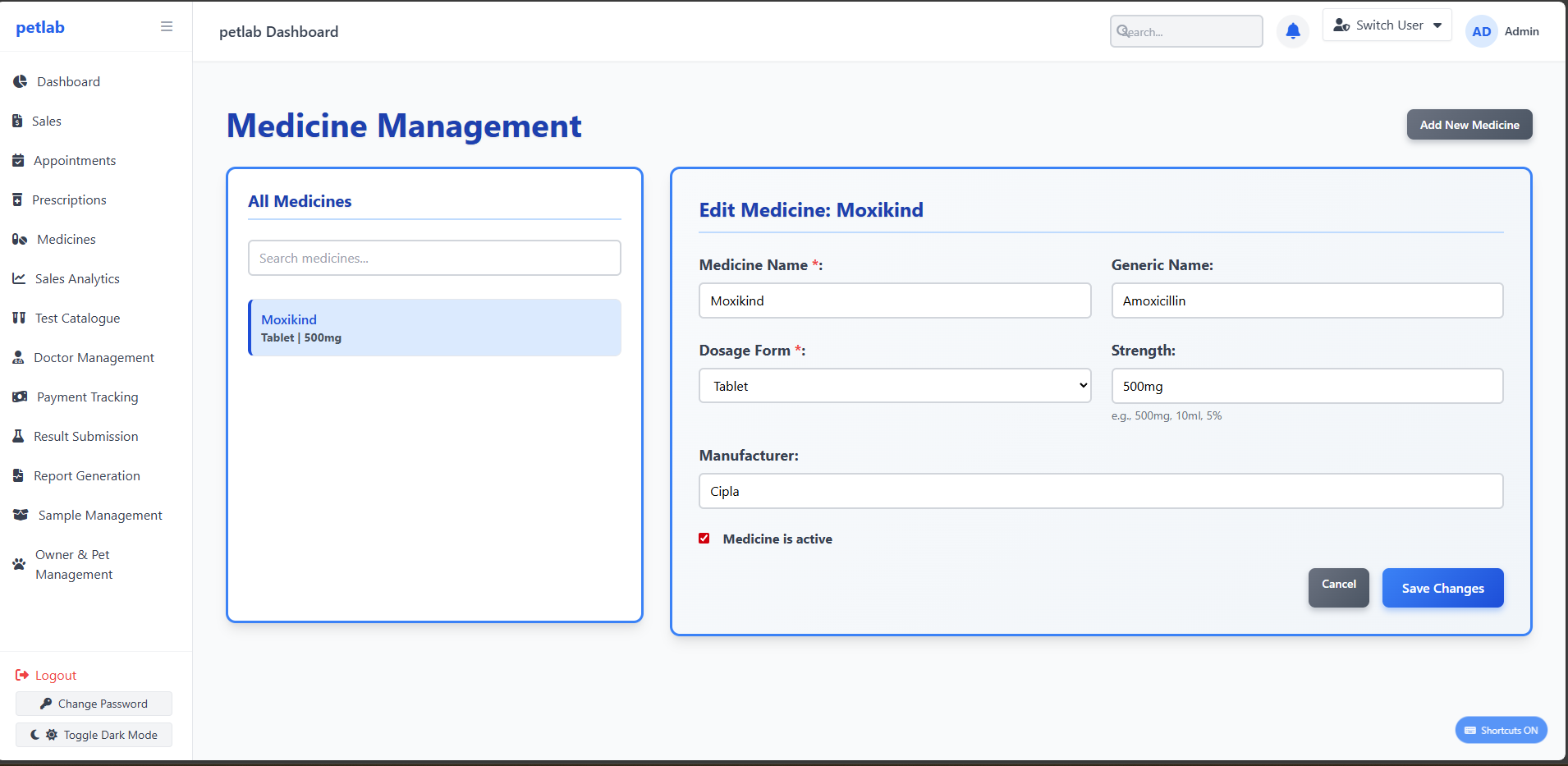 Prescription Management interface preview
